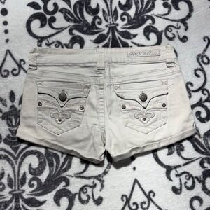 Hydraulic Womens Beige Distressed Denim Shorts Rhinestone Pockets Size 5/6
